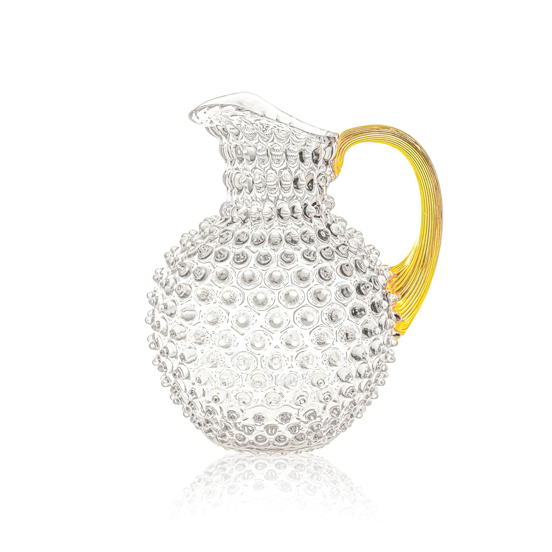 Crystal hobnail jug | clear with gold handle