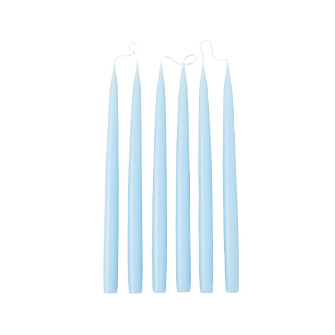 Pale blue tapered candles