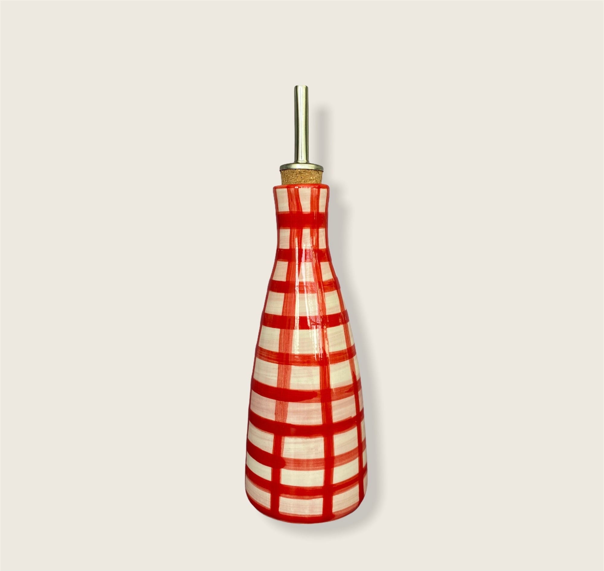 Ceramic Oil Dispenser | nude and red gingham | osski