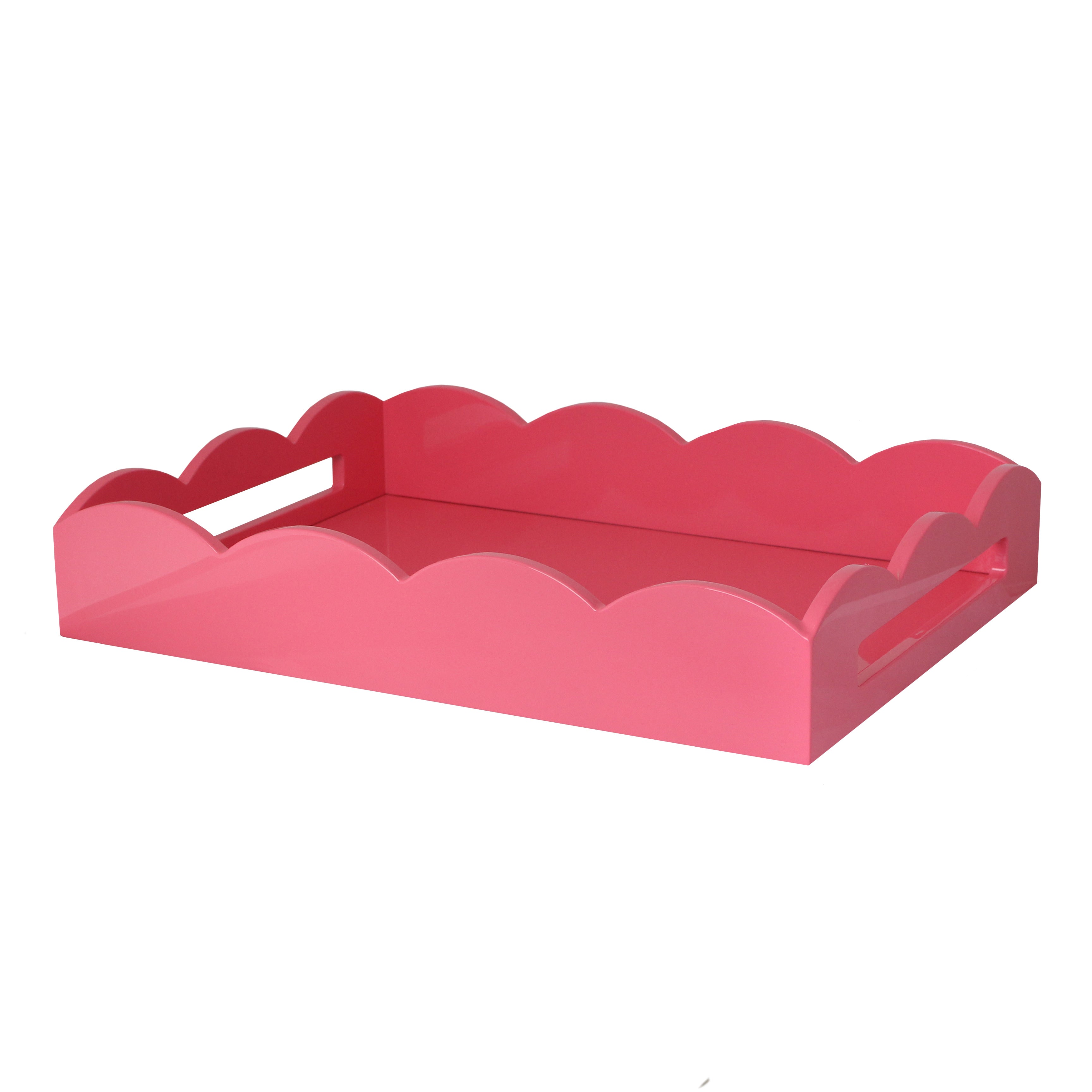 Medium Pink Laquered Scalloped Tray   